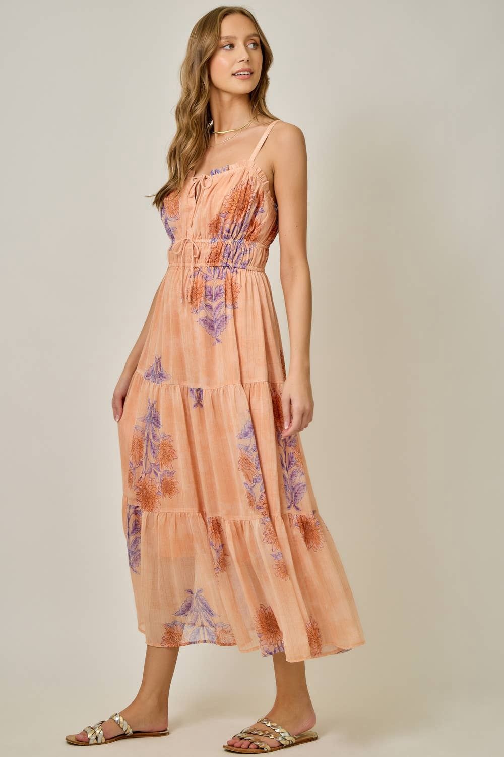 Front Tied Ruffle Tier Dress