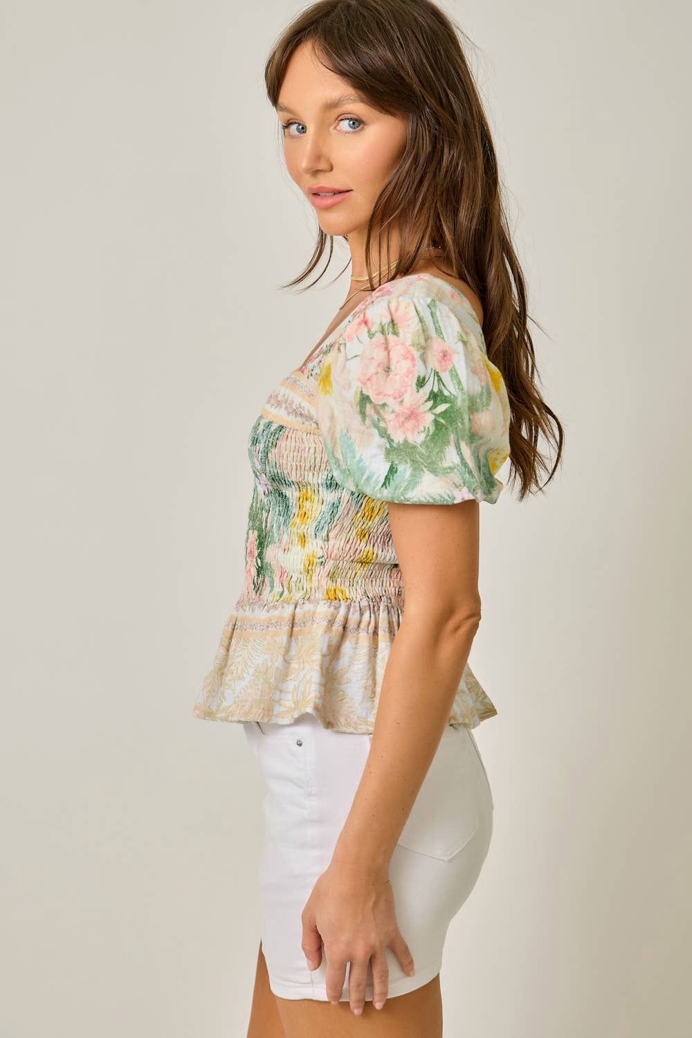 Square Neck Smocked Blouse