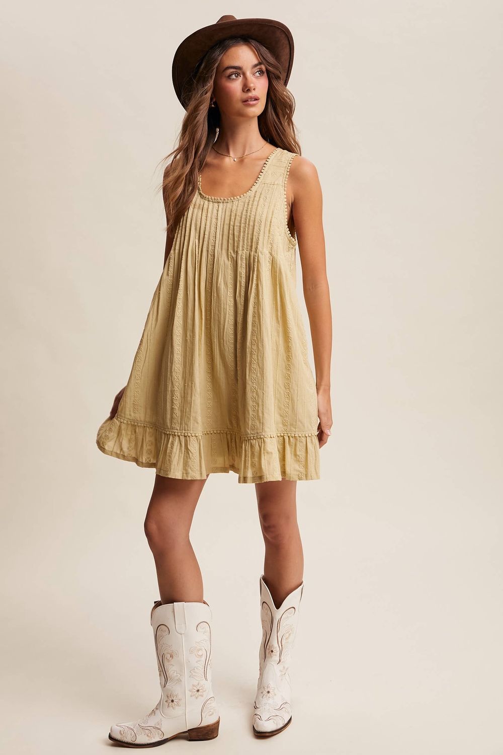 Textured Pintuck Mini Dress