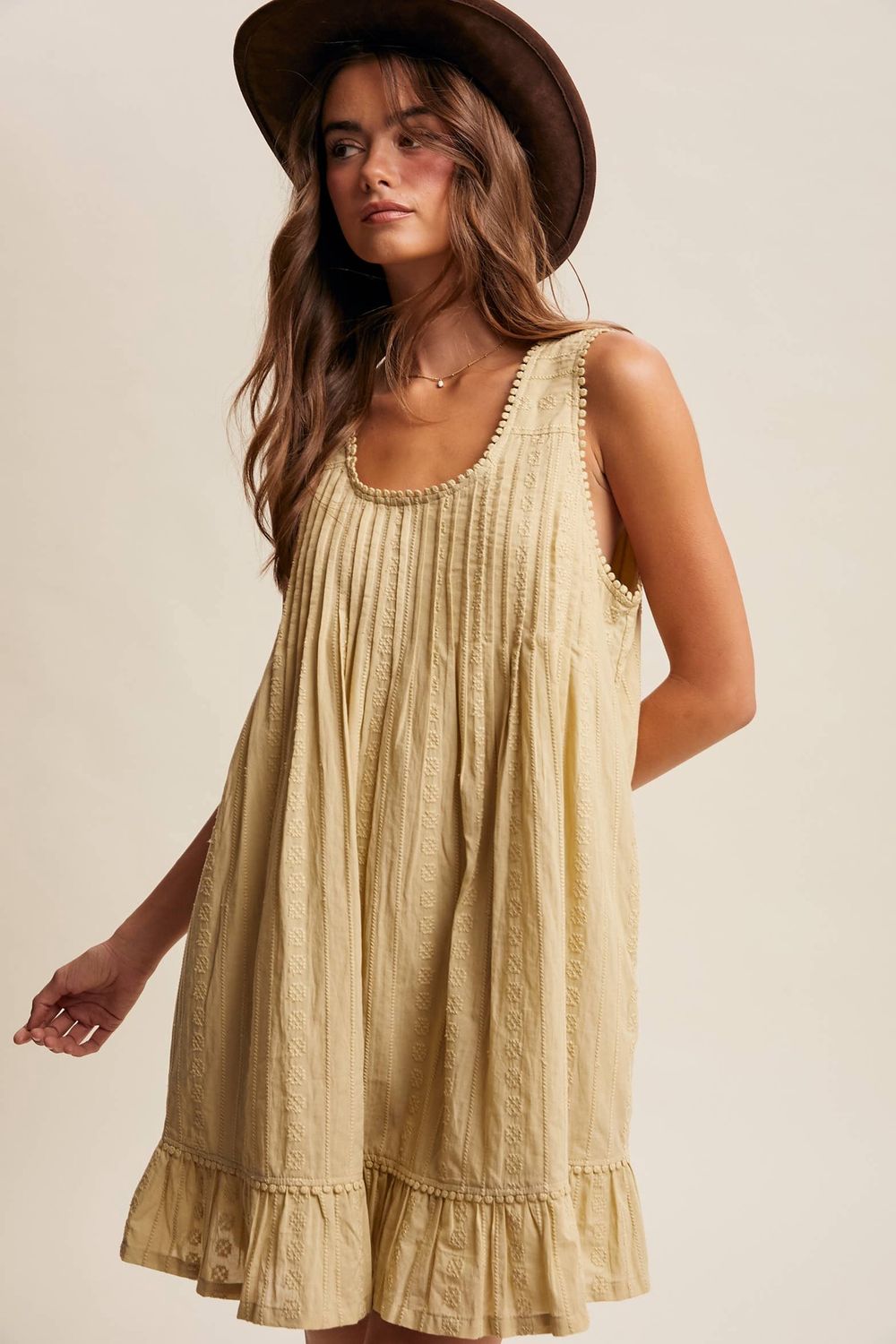 Textured Pintuck Mini Dress
