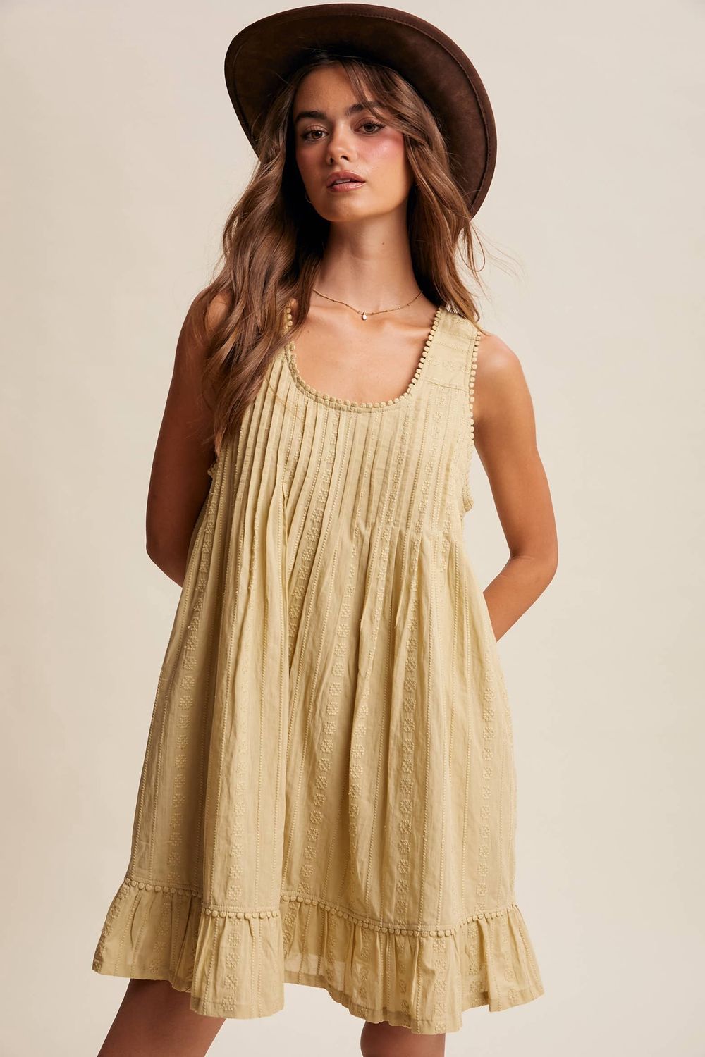 Textured Pintuck Mini Dress