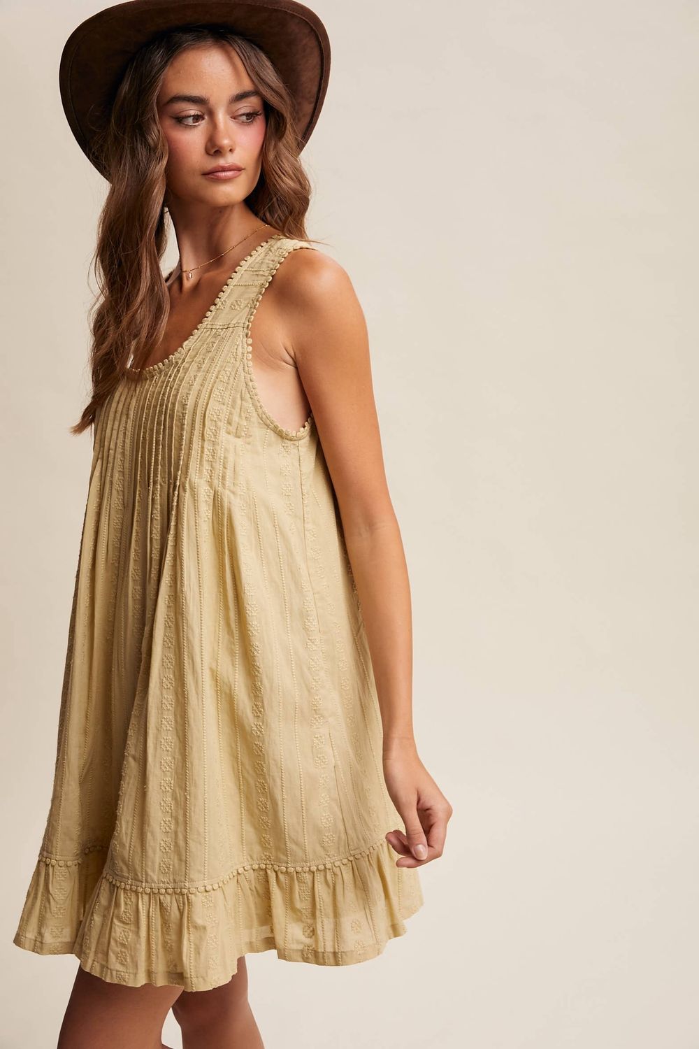 Textured Pintuck Mini Dress