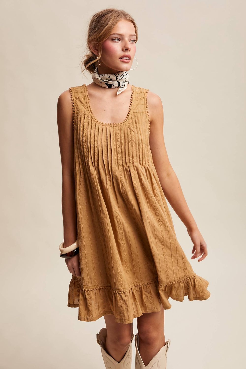 Textured Pintuck Mini Dress