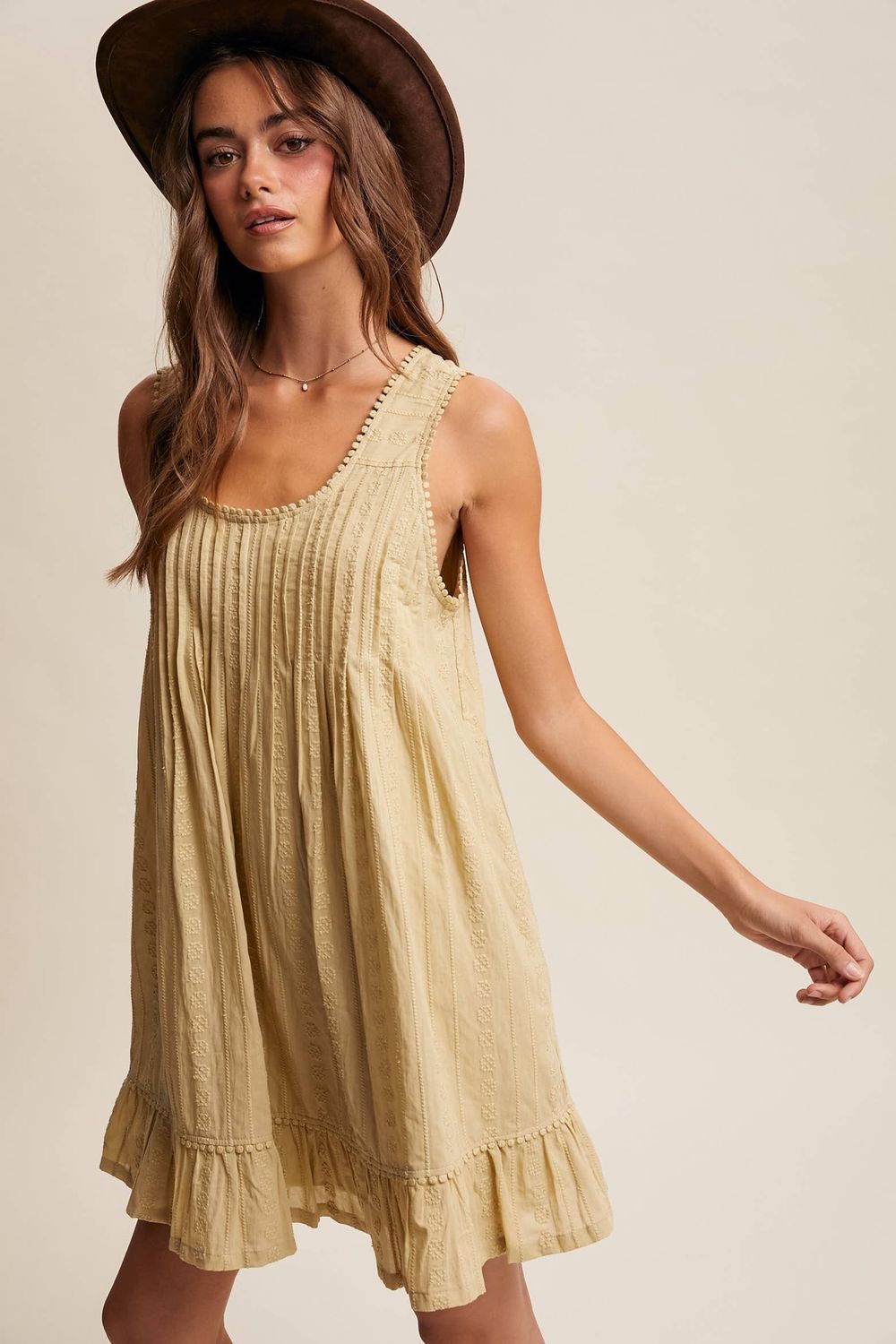 Textured Pintuck Mini Dress
