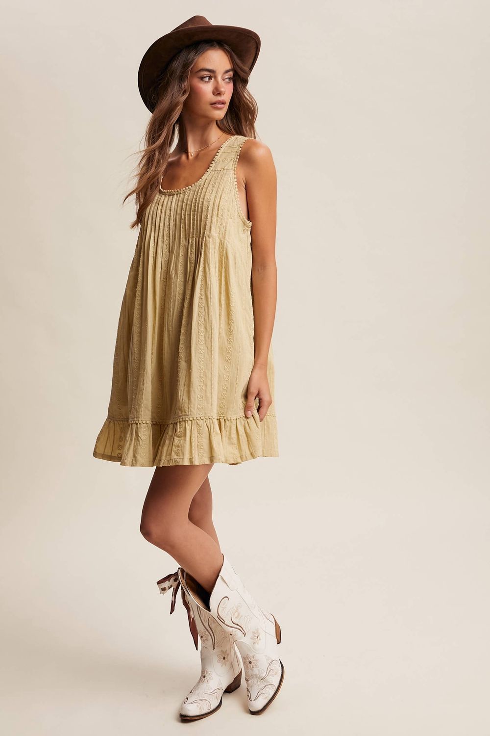 Textured Pintuck Mini Dress