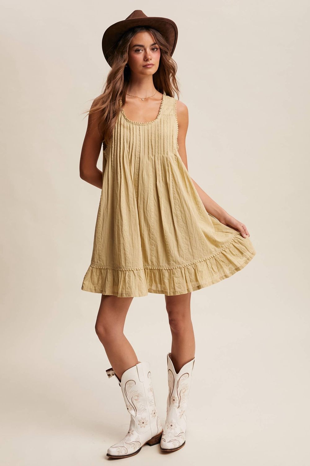Textured Pintuck Mini Dress