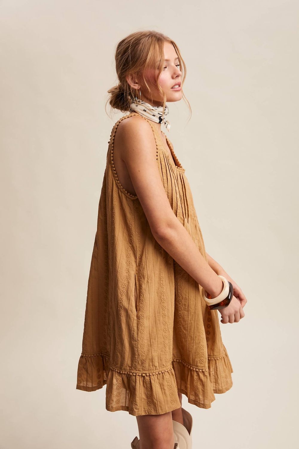Textured Pintuck Mini Dress