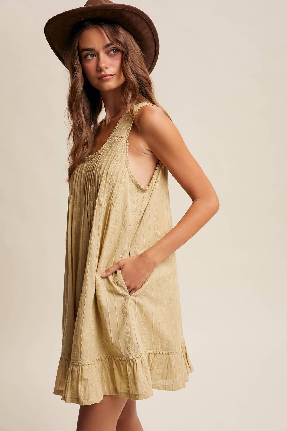Textured Pintuck Mini Dress