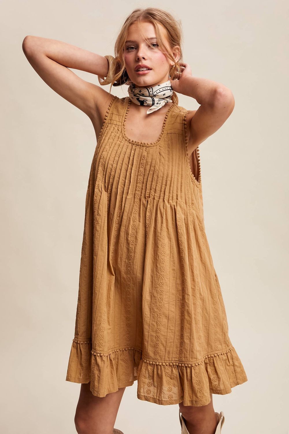 Textured Pintuck Mini Dress