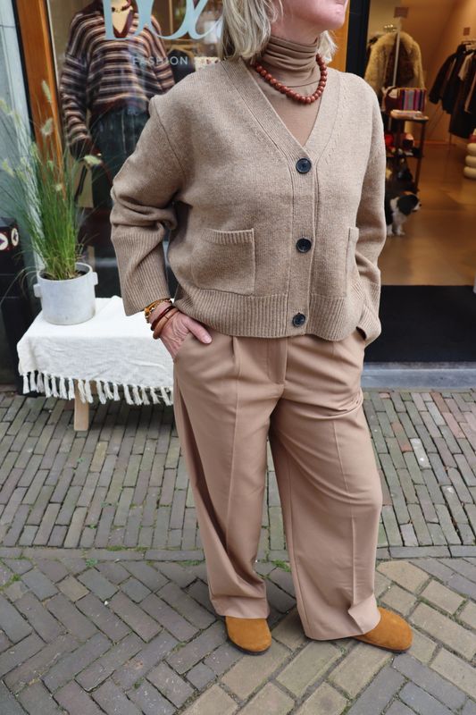 Second Female Alpha Knit Cardigan Camel Melange