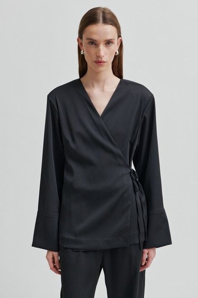 Second Female Glari Wrap Shirt Black Sand