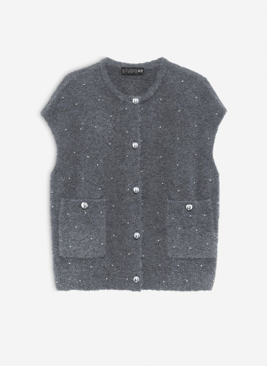 Studio AR IDONY STUDS Boucle Knit Raven