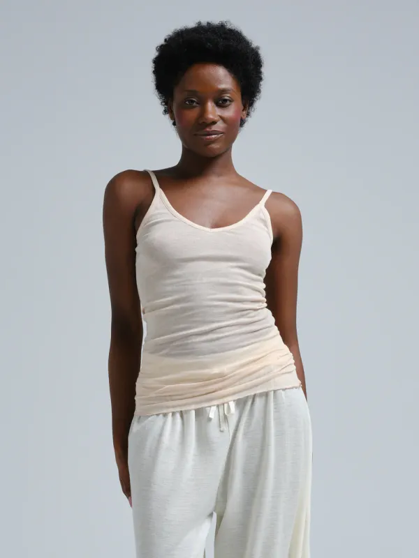 Seamless Basic Top Cotton Spaghetti Rosie Beige