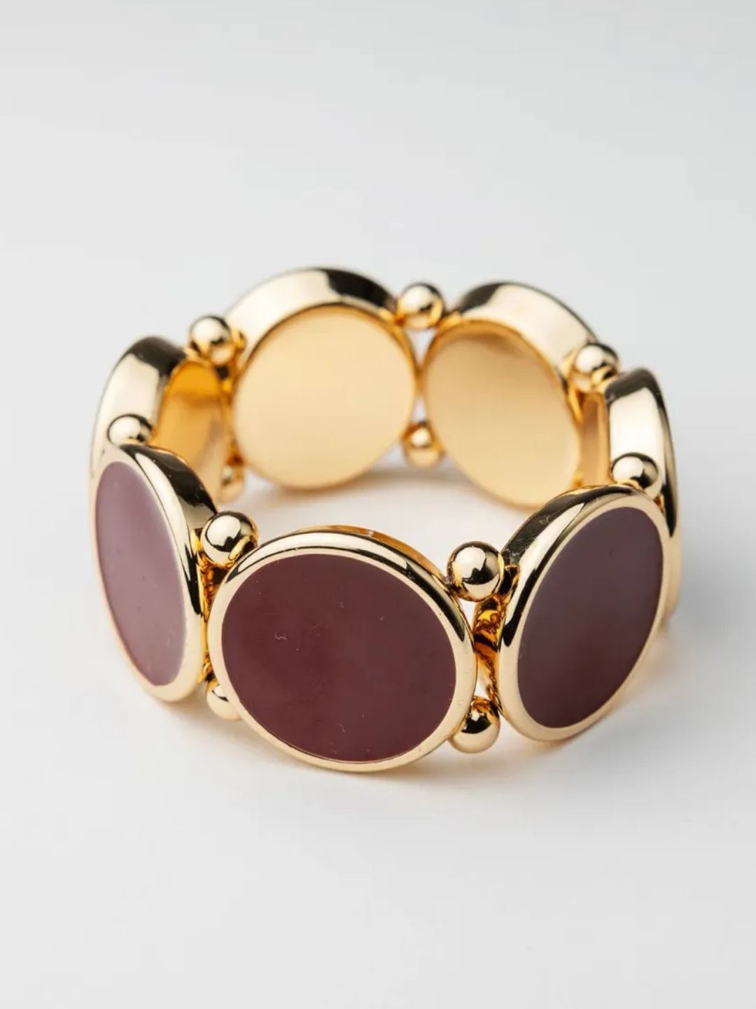 Bow19 Ava Elastic Bracelet Gold w Deep Red