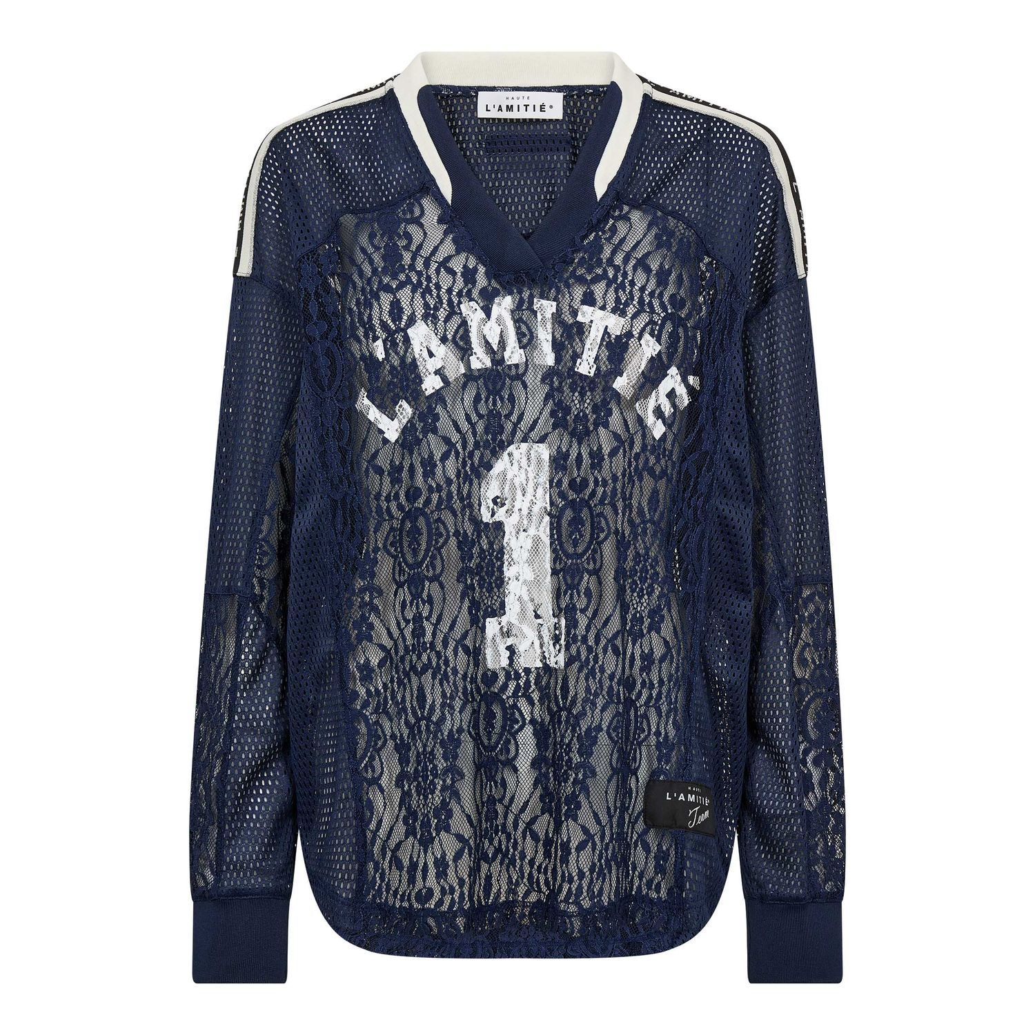 Haute l'Amitié Lace Football V-Blouse Navy