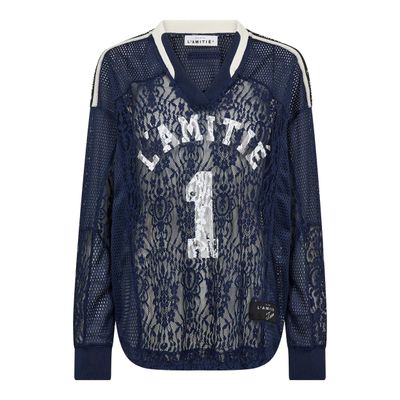 Haute l'Amitié Lace Football V-Blouse Navy