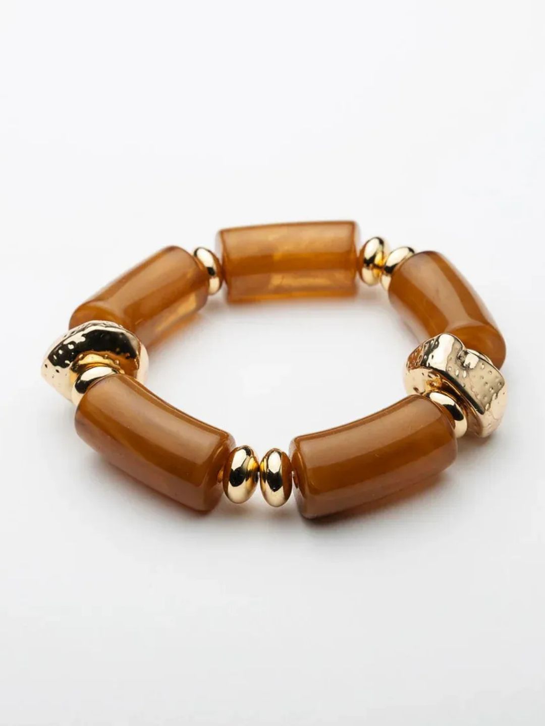 Bow19 Luna Bead Bracelet Camel w Gold