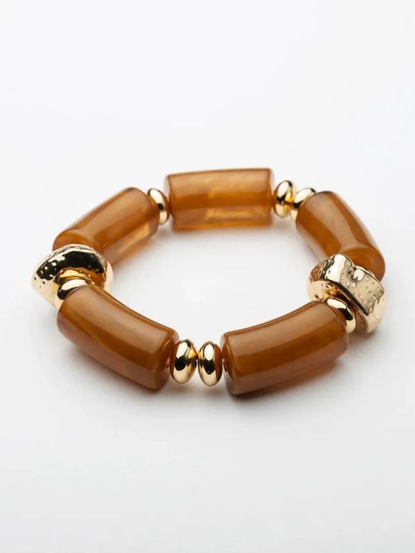 Bow19 Luna Bead Bracelet Camel w Gold