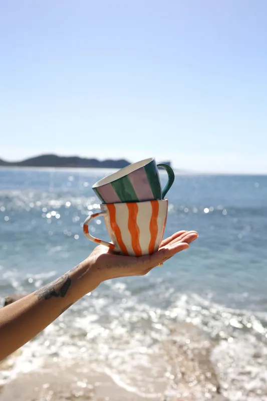 All The Luck In The World Mug Striped Purple Green