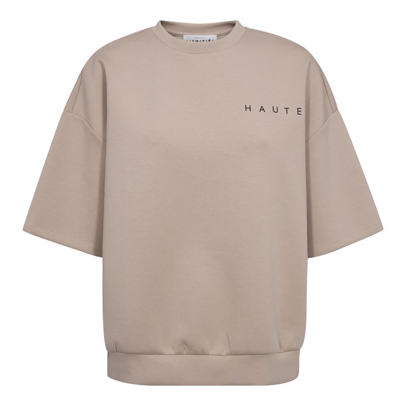 Haute l'Amitié Maxi Split SS Logo Sweat Beige