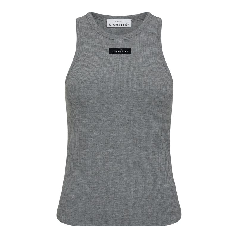 Haute l'Amitié Rib Badge Tank Grey Melange