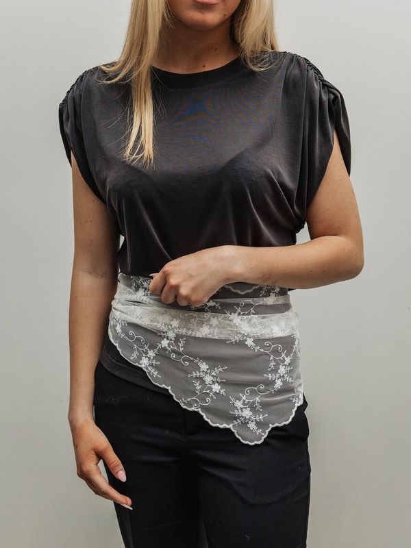 Bow19 Lace Scarf Off White