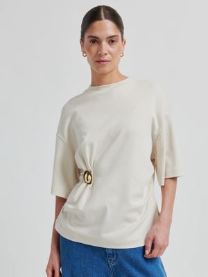 Second Female Enora Brooch Tee Soft Beige