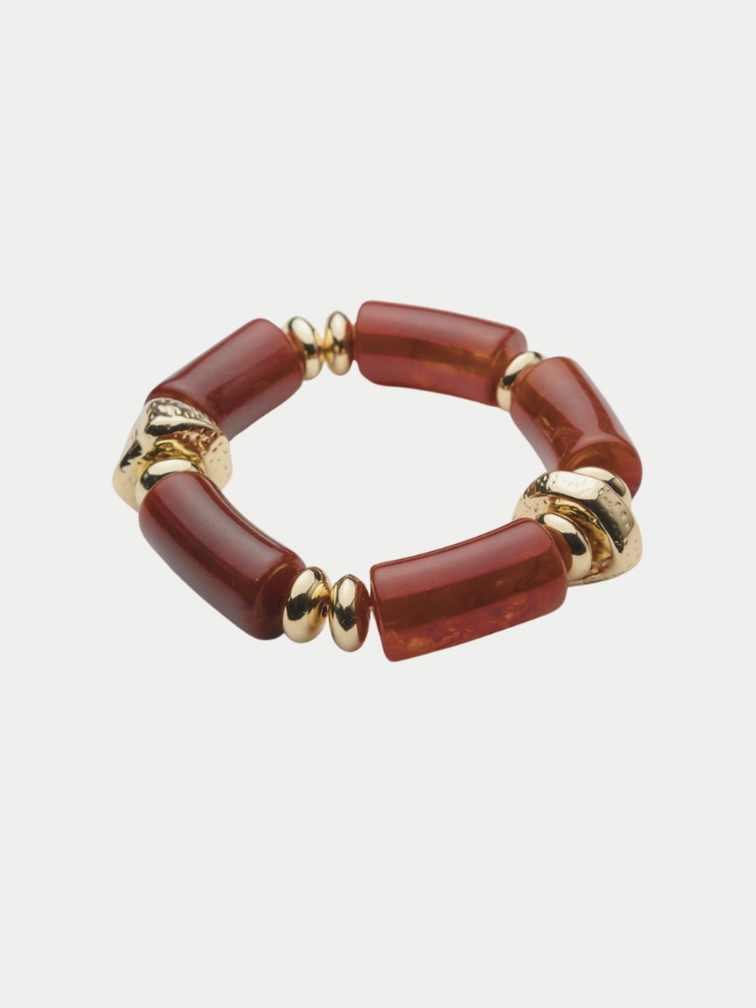 Bow19 Luna Bead Bracelet Wine Red W Gold