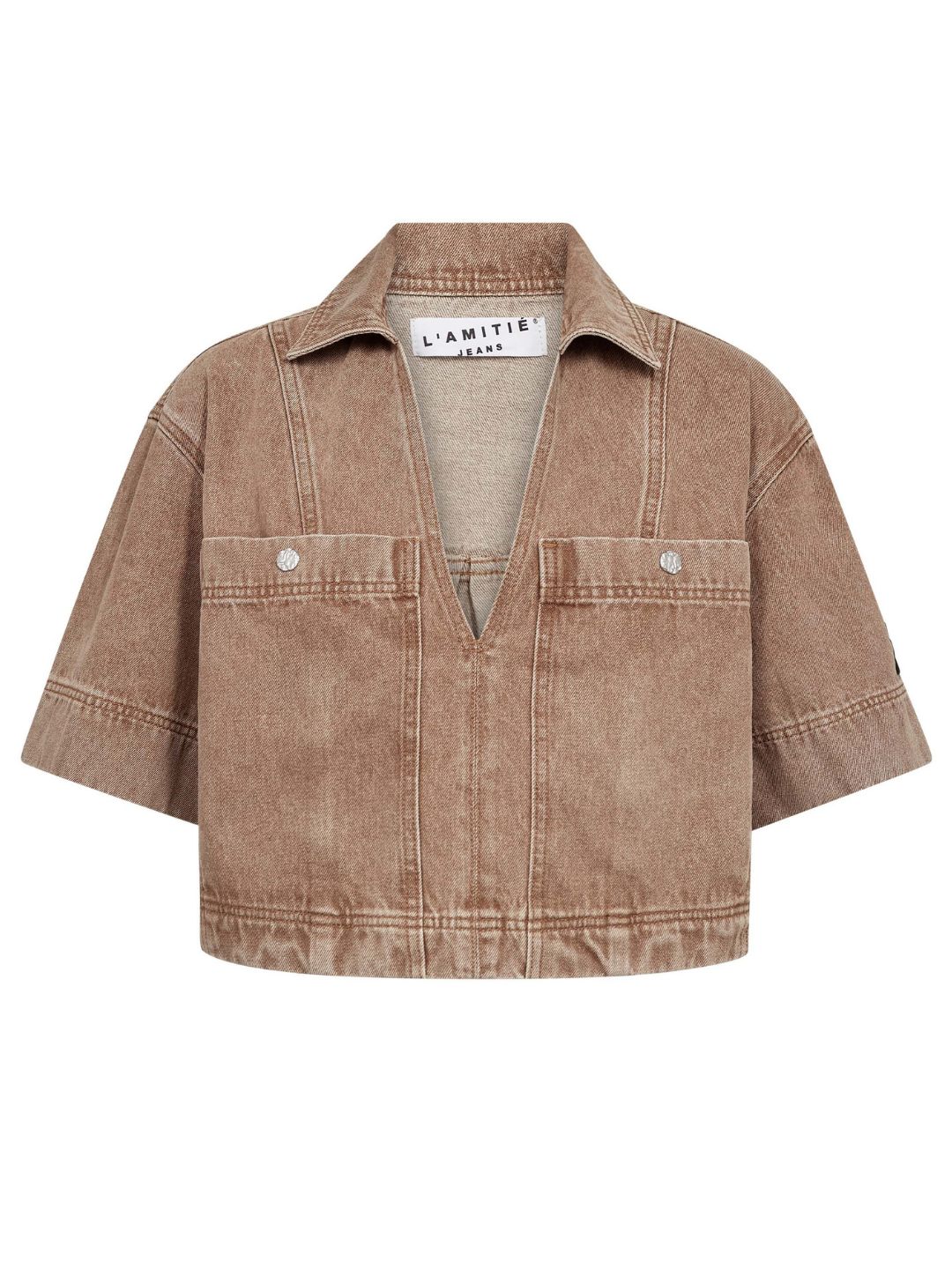 Haute l'Amitié Drew Denim Top Camel