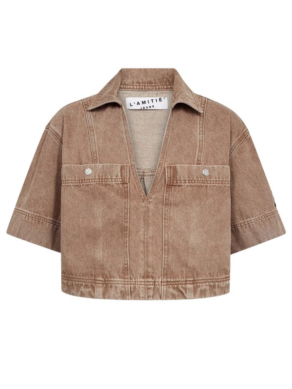 Haute l'Amitié Drew Denim Top Camel