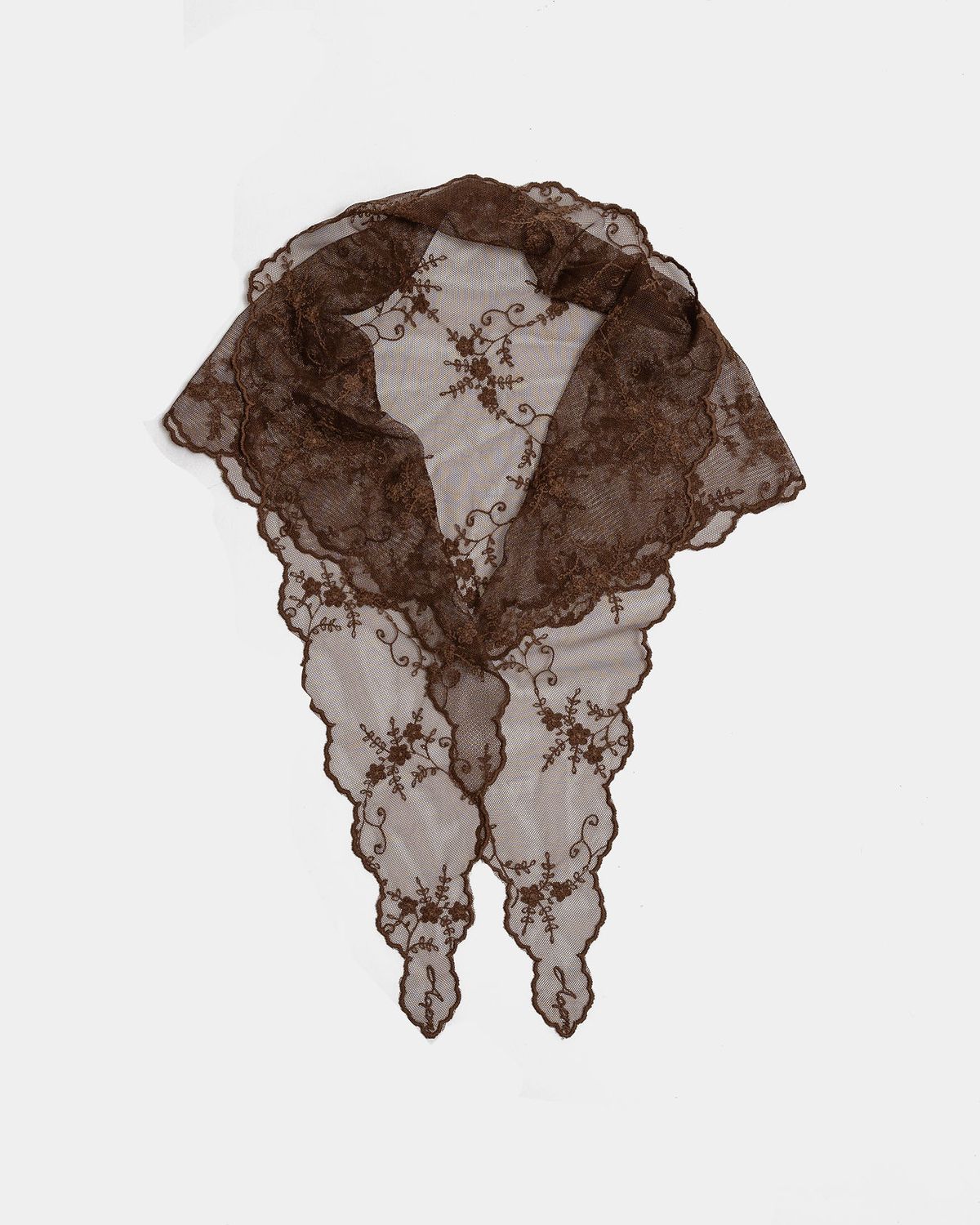 Bow19 Lace Scarf Brown