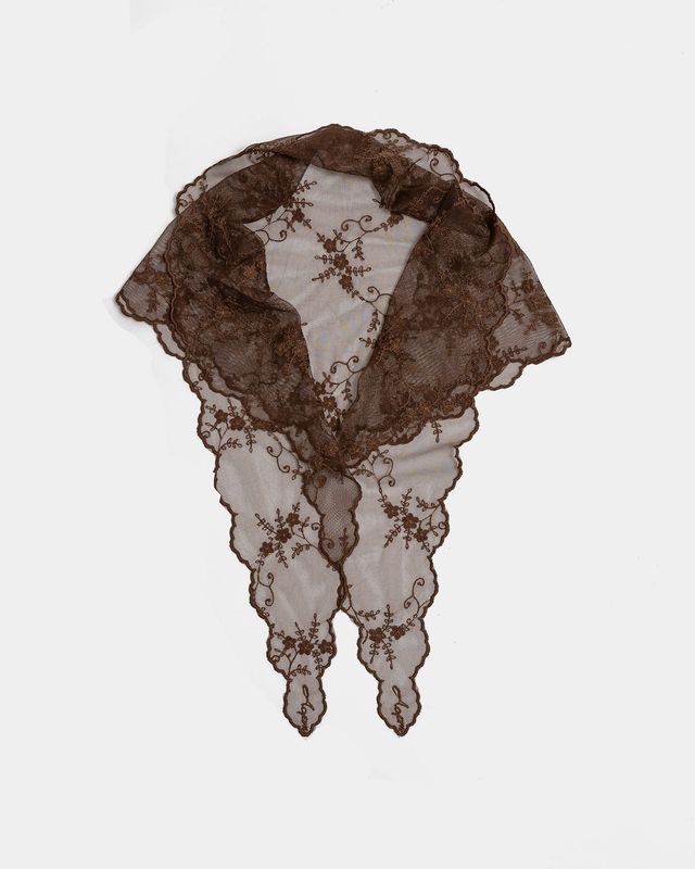 Bow19 Lace Scarf Brown