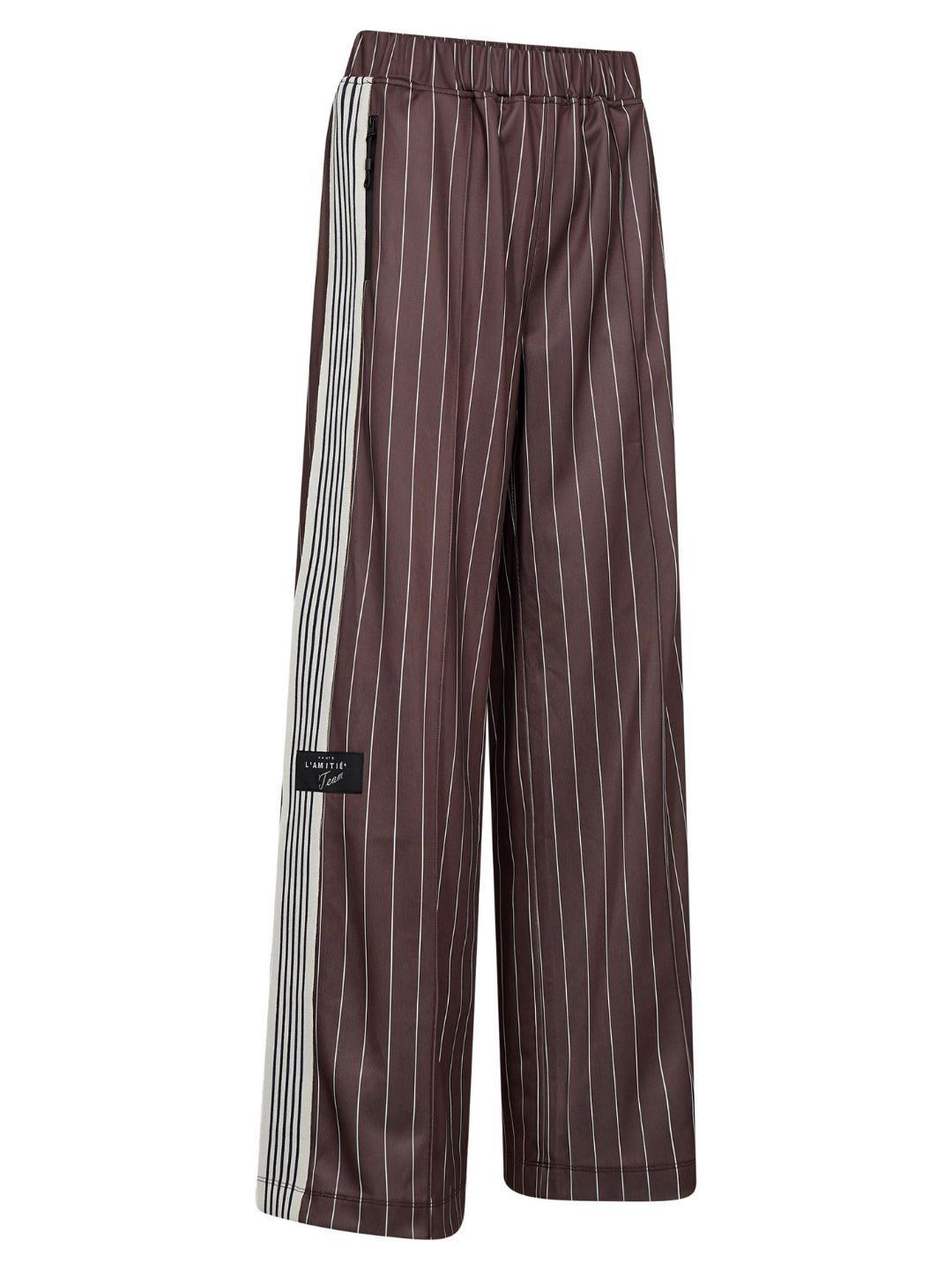 Haute l'Amitié Baggy Pin Stripe Track Tall Pants Mocca