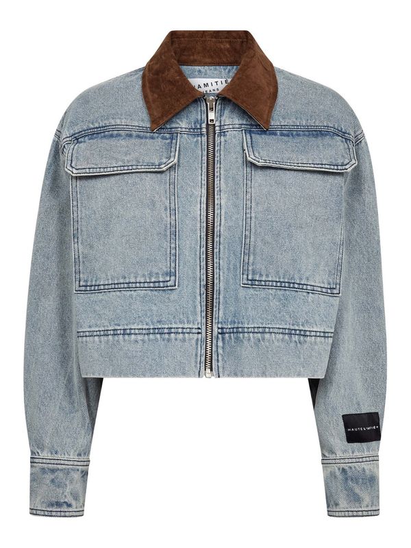 Haute l'Amitié Meliza Crop Denim Jacket Bleached Denim
