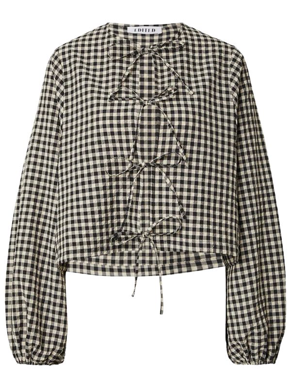 EDITED Lisanne Blouse Almond Milk Black Gingham
