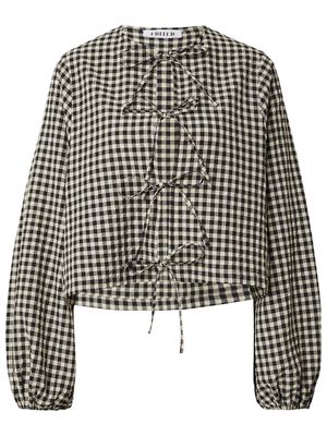 EDITED Lisanne Blouse Almond Milk Black Gingham