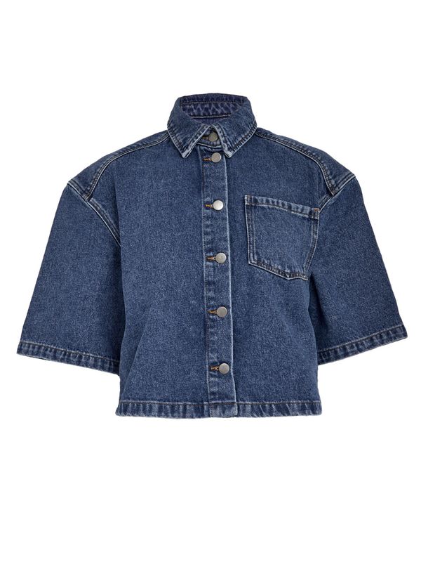 Minus MSKaddi Cropped Shirt Mid Blue Denim