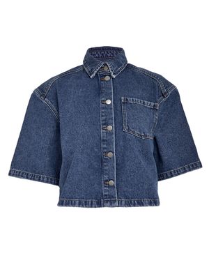 Minus MSKaddi Cropped Shirt Mid Blue Denim