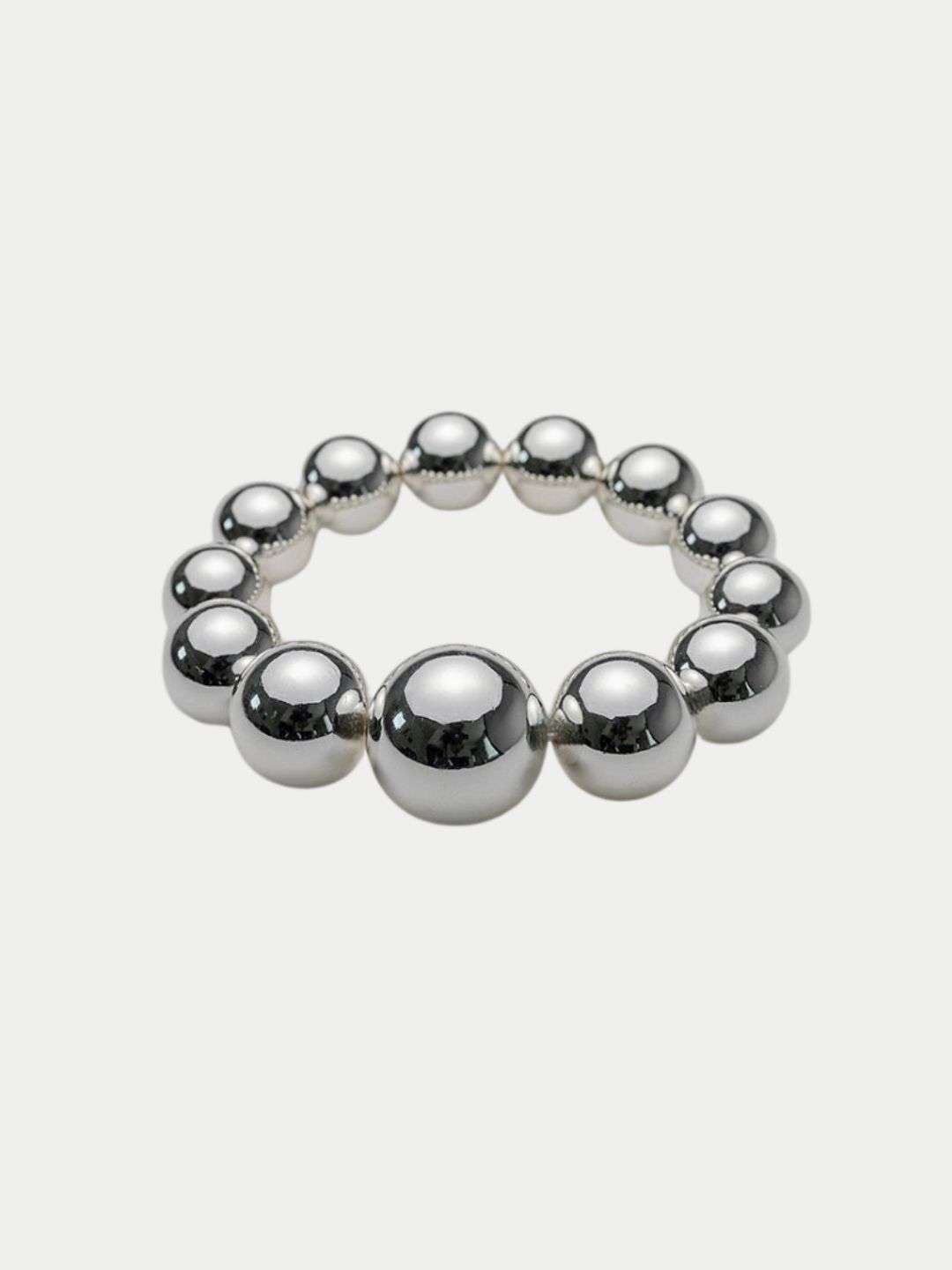 Bow19 Big Bead Bracelet Elastic Silver