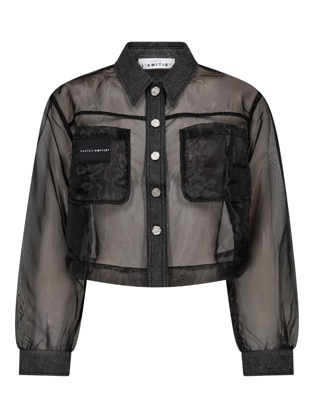 Haute L'Amitie Organza Crop Denim Shirt Black