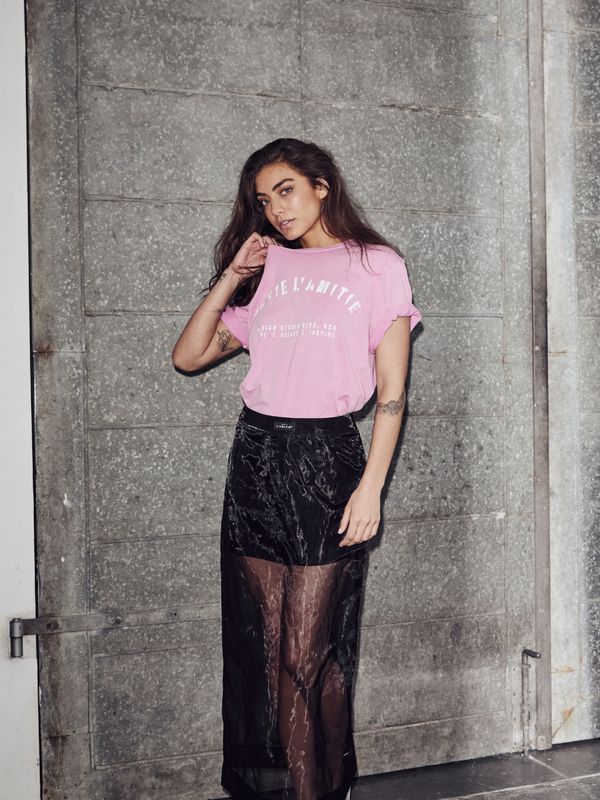Haute L'Amitie Noma Acid Curve Studio Tee Pink Acid Wash