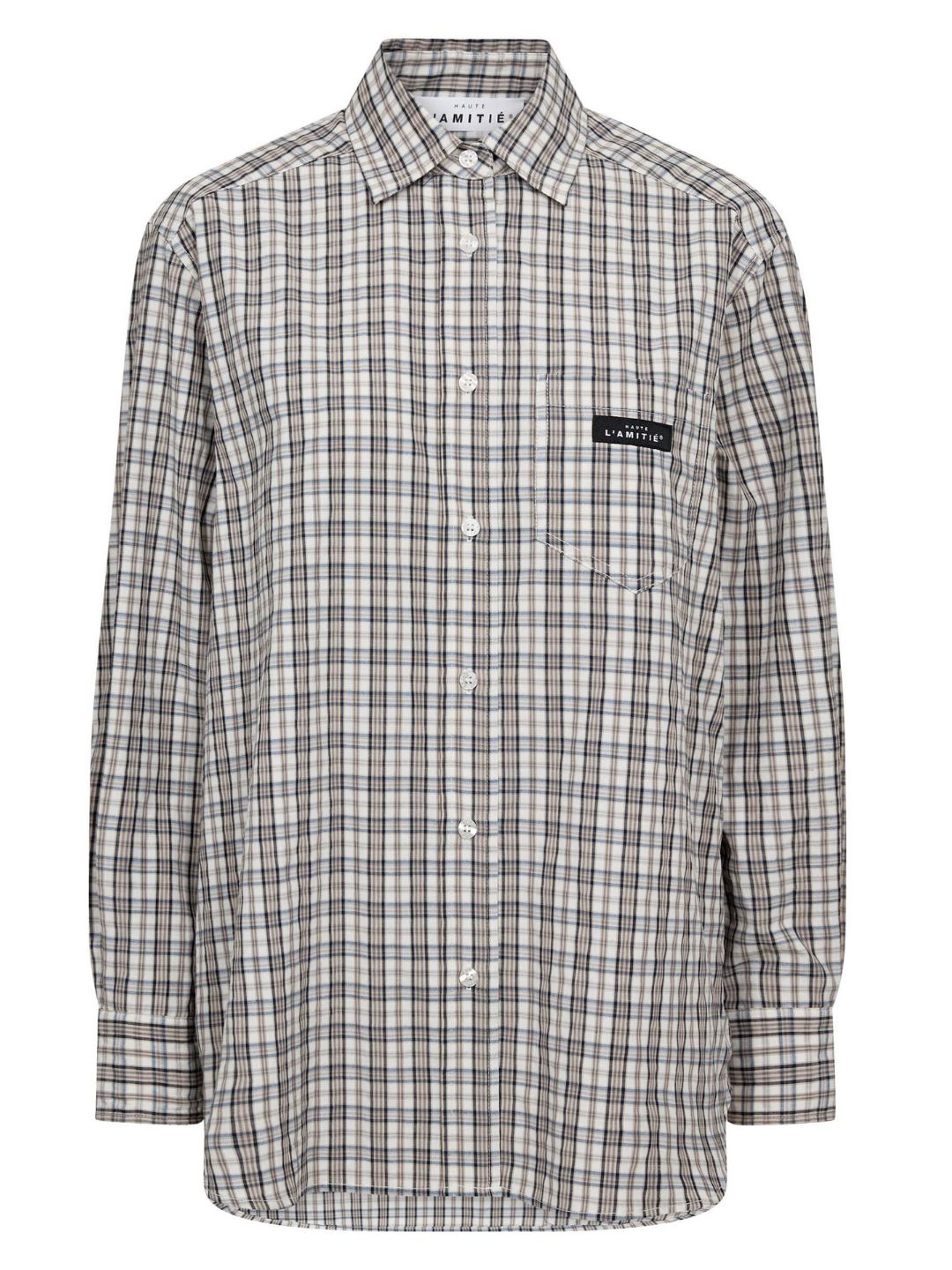 Haute L'Amitie Button Down Mini Check Shirt Beige