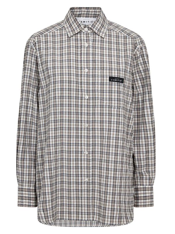 Haute L'Amitie Button Down Mini Check Shirt Beige