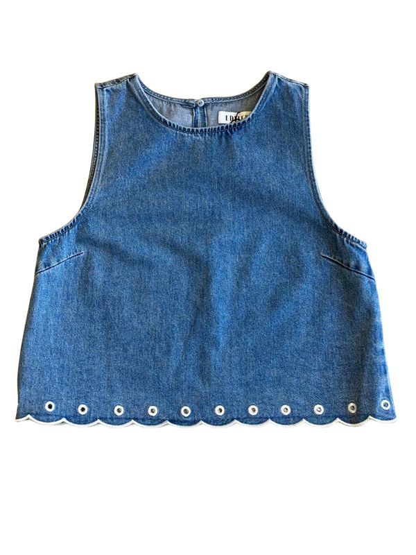 EDITED Cecelia Top Embroidered Light Blue Denim