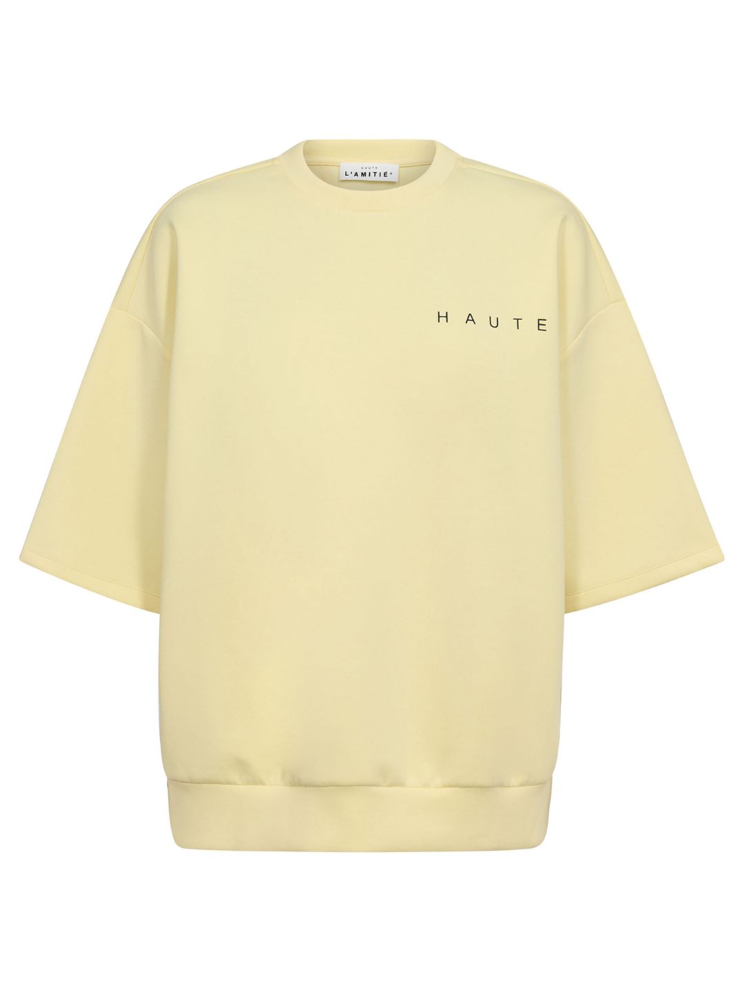 Haute L'Amitie Maxi Split SS Logo Sweat Pale Yellow