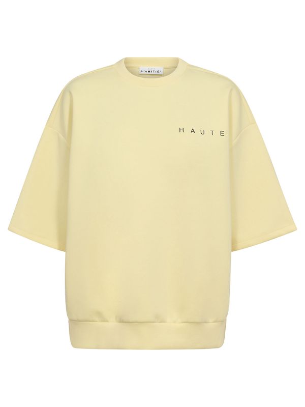 Haute L'Amitie Maxi Split SS Logo Sweat Pale Yellow