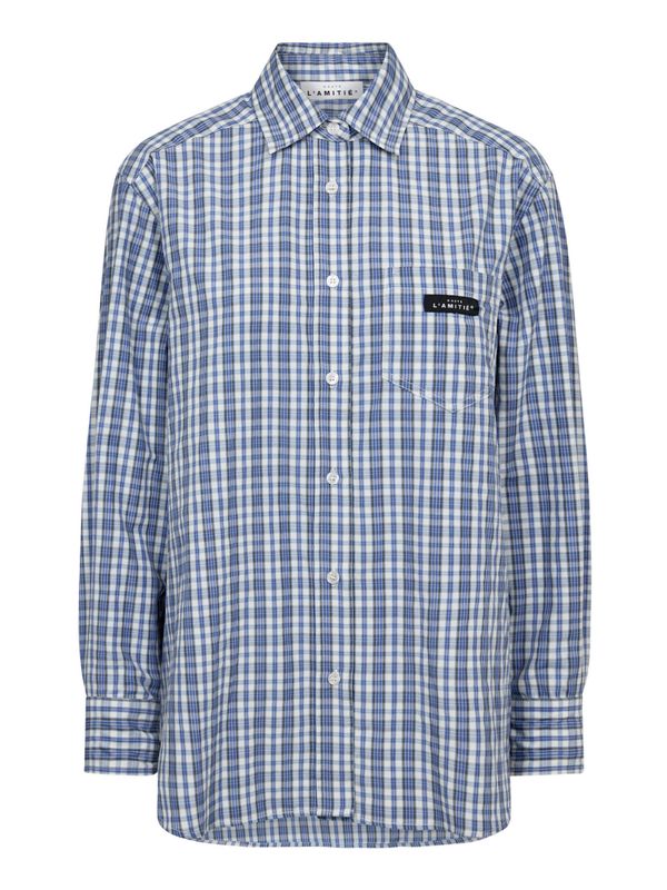 Haute L'Amitie Button Down Mini Check Shirt Pale Blue