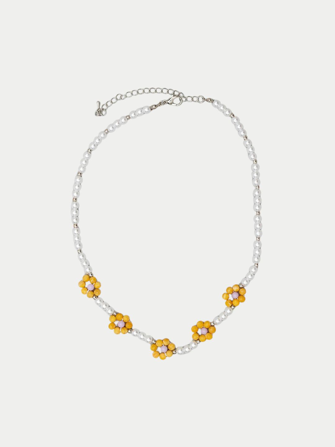 Bow19 Summer Flower Pearl Necklace Yellow