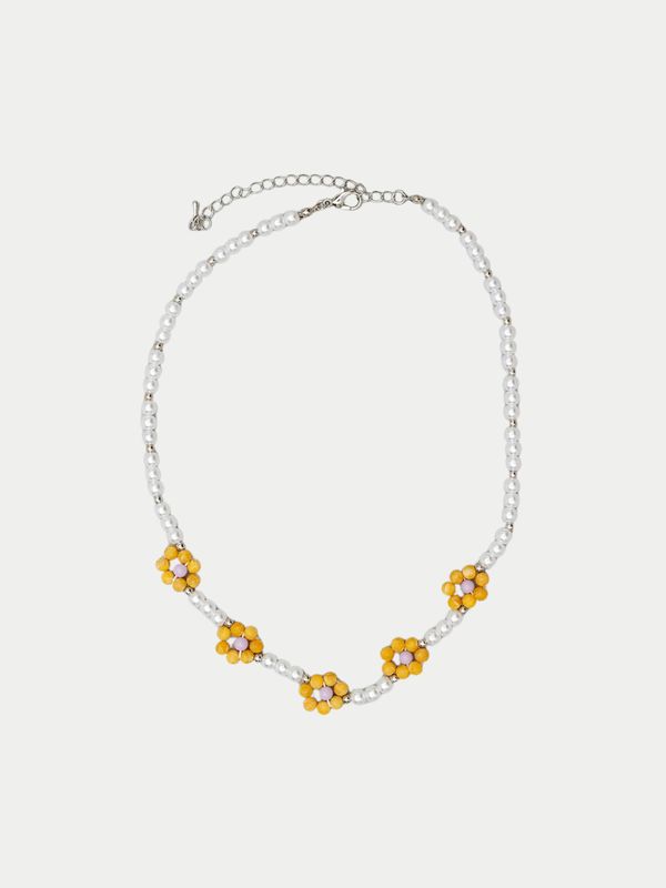 Bow19 Summer Flower Pearl Necklace Yellow