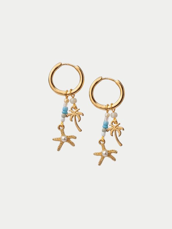 Bow19 Starfish &amp; Palm Hoops Gold